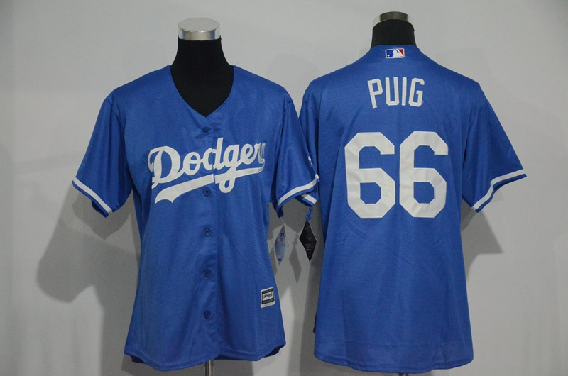 Womens 2017 MLB Los Angeles Dodgers #66 Puig Blue Jerseys